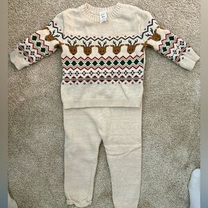 Carters 2 piece reindeer Christmas sweater set in ivory- 18 month